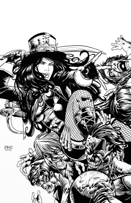 Dino Agor Pin-up; inked by Laurie Foster