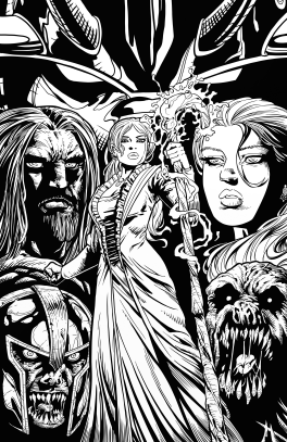 Light-Earth Cover; inked by Laurie Foster