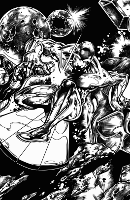 Surfing With Galactus; inked by Laurie Foster
